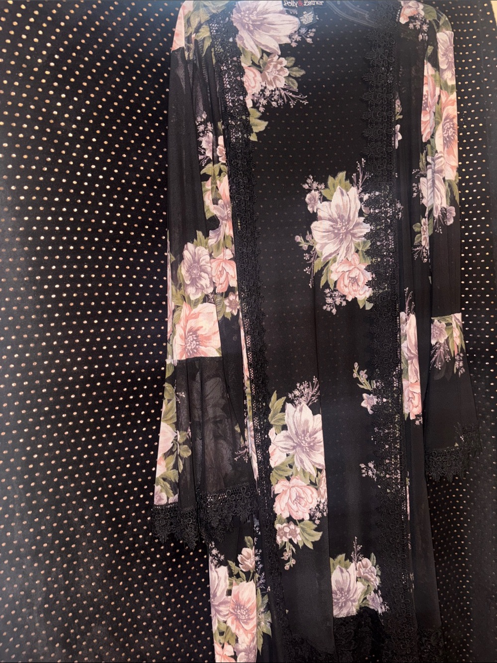 Black Floral Lace Kimono Cardigan